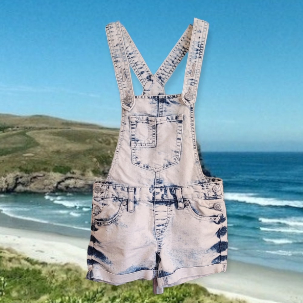 Acid Wash Overall Shorts